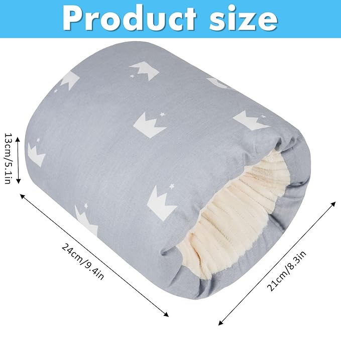 Baby Feeding Arm Pillow,Soft Cotton Bottle Nursing Arm Pillows for Newborn,Breastfeeding Pillows for More Support for Mom and Baby,Portable and Washable,Ergonomic Nursing Essentials(Grey Crown)