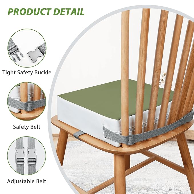 Booster Seat for Table - PU Waterproof Strong Support Toddler Booster Seat for Dining Table, Portable Booster Chair with Adjustable Elasticity Straps for Toddlers Eating Travel Home