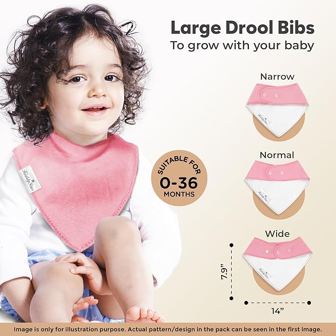 KiddyStar Drool Bibs for Babies – Organic, Unisex, Soft Absorbent Teething Bibs with Adjustable Snaps