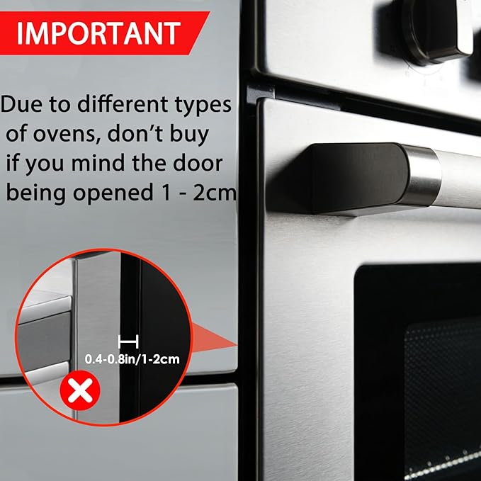2-Pack Oven Lock Child Safety - Oven Baby Proofing Door Lock with Heat-Resistant Adhesive, No Drill - Safety Locks for Ovens/Stoves/Dishwashers to Keep Toddlers Pet Safe (Check Size for Fit) (Black)
