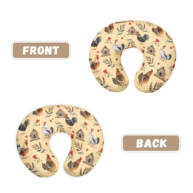 Jeiento Farmhouse Rooster Nursing Pillow Cover Soft Washable Breastfeeding Pillowcase Covers for Baby Boys Girls Newborns Cute Chicken Pattern Pillow Covers