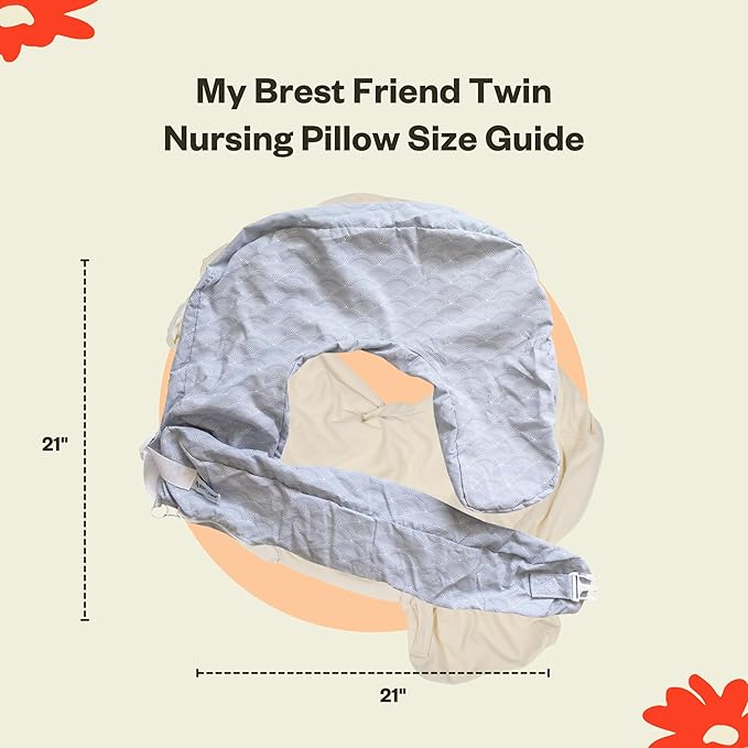 My Brest Friend Twin Nursing Pillow Cover - Slipcovers for Baby - Adjustable Fit, Easy Care, Durable - Original Nursing Pillow Not Included, Horizon