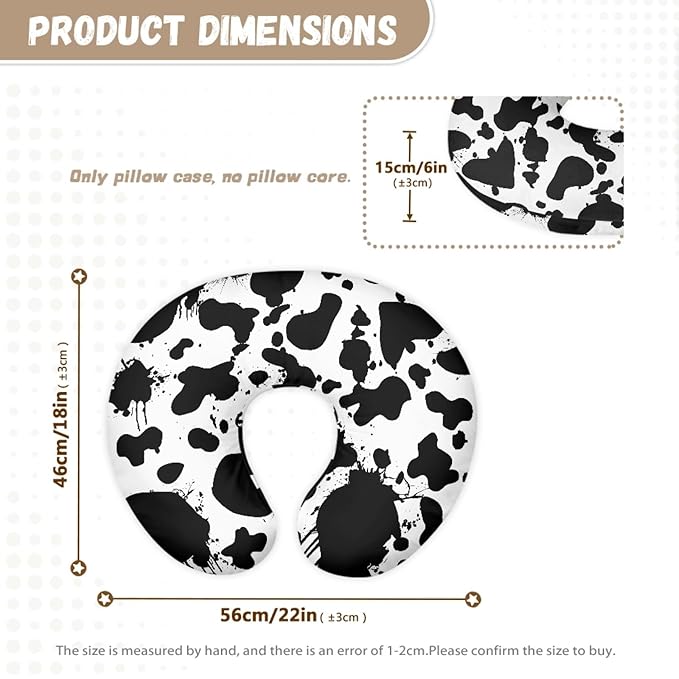 GOSTONG Nursing Pillow Cover, Premium Quick Dry Removable Fabric Fits The Original Support Pillow Covers with Back White Cow Painting Slipcover Protectors