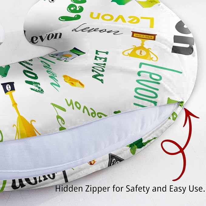 Baby Nursing Pillow Cover - Personalized Name Sport Theme Breastfeeding U-Shaped for Bottle Feeding, Ultra Soft Comfortable Breastfeeding Pillow Cover for Infant Baby Boys and Girls
