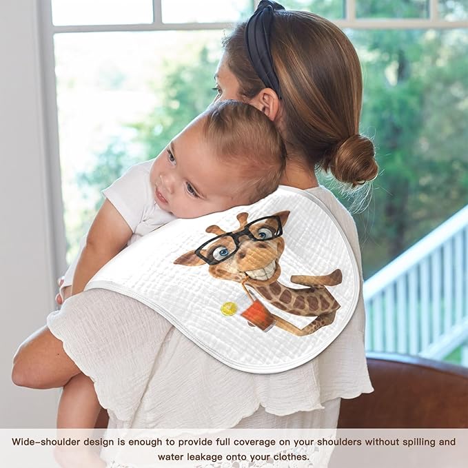 Fun Giraffe Hold Lemonade Cup Muslin Burp Cloths for Baby 4 Pack Soft 100% Cotton Baby Washcloths Bibs for Boy Girl