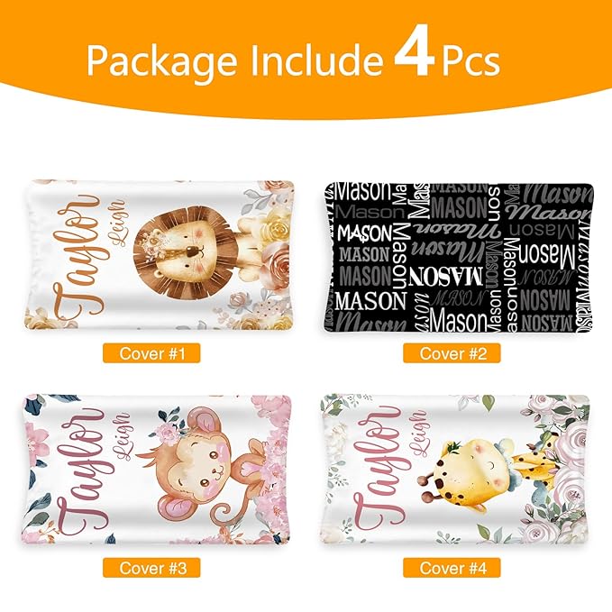 Custom Changing Pad Cover Set - Jersey Knit Comfy CozyUltra Soft Unisex Diaper Changing Table Covers with Personalized Name for Baby Boys Girls - Waterproof Ultra Soft 4 Pcs Set Style15