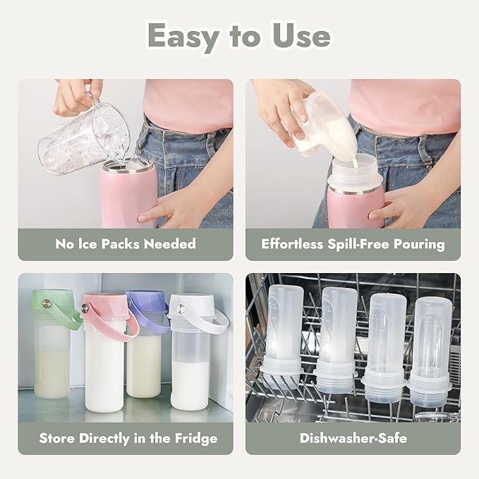 HEYTRIP Breastmilk Cooler Bottle, 20oz Portable Breast Milk Chiller Storage, Stainless Steel Reusable Breastfeeding Essentials for Baby, 36+ Hours Cooling For Travel & Outdoor, TSA Approved, Green