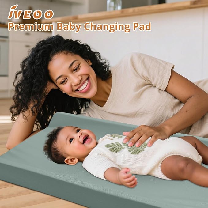 Vegan Leather Baby Changing Pad, Waterproof & Wipeable Soft Diaper Changing Mat 32“ x 16.6" Comfortable Infant Changing Station for Dresser & Table
