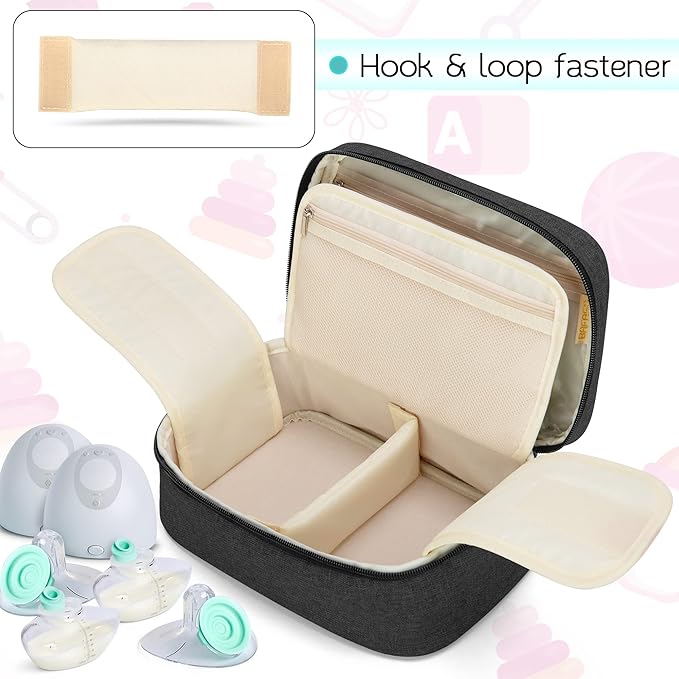 BAFASO Wearable Breast Pump Bag Compatible with Elvie and Momcozy Breast Pump, Case for Wearable Breast Pump and Extra Parts (Patent Pending), Black