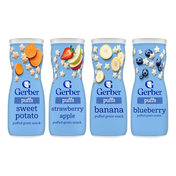 Gerber Graduates Apple Strawberry, Banana, Sweet Potato, Blueberry Puffs /pack of 4 1.48oz