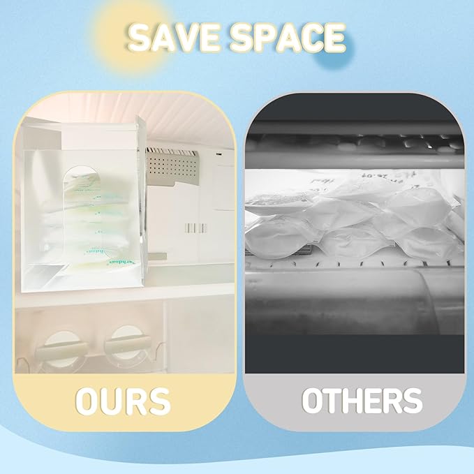 Hushee 6 Pcs Clear Flat Breast Milk Freezer Storage Organizer 7.87 x 4.72 x 0.6 Inch Breastmilk Freezer Flattener Space Saving Breastmilk Freeze Tray for Breastfeed Bags Organizer