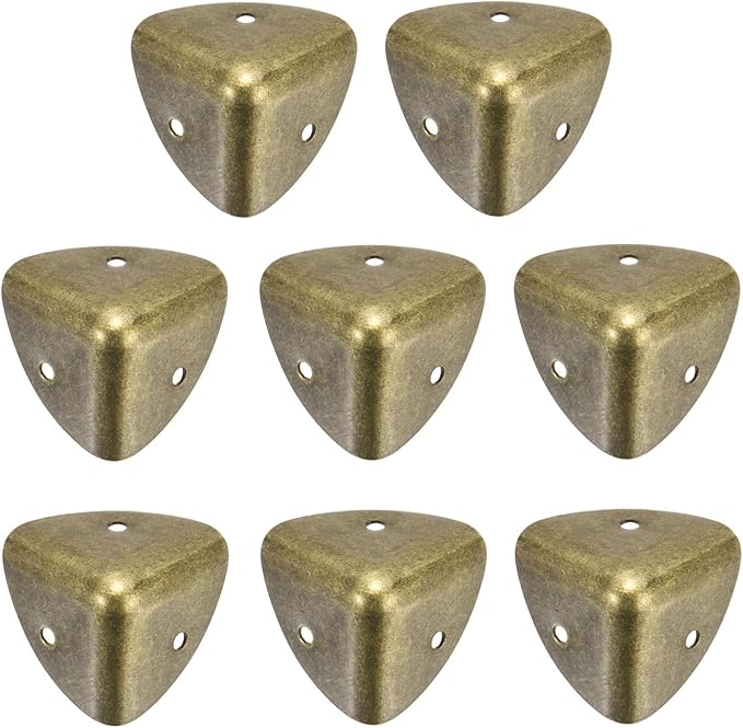 uxcell 8PCS Metal Corner Protector 1.1 x 1.1 x 1.1 Inch Box Edge Guard Protector Zinc Alloy Cabinets Speaker Corners Protector for Furniture Decorative (Vintage Bronze Tone)