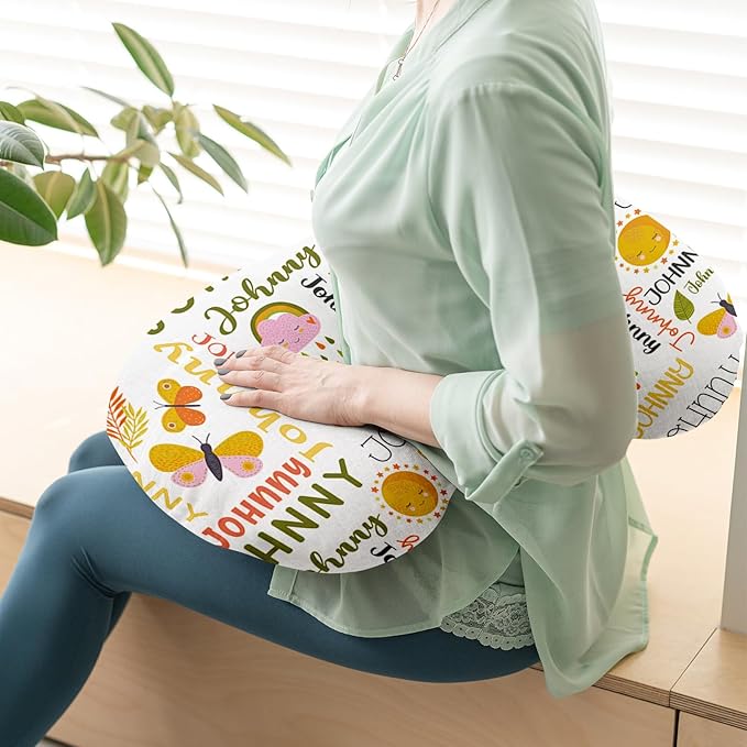 Baby Nursing Pillow Cover - Personalized Name Breastfeeding Pillow Cover with Butterfly Pattern, Stretchy Removable U-Shaped for New Moms, Soft Breathable Slipcover for Infant Boys Girls