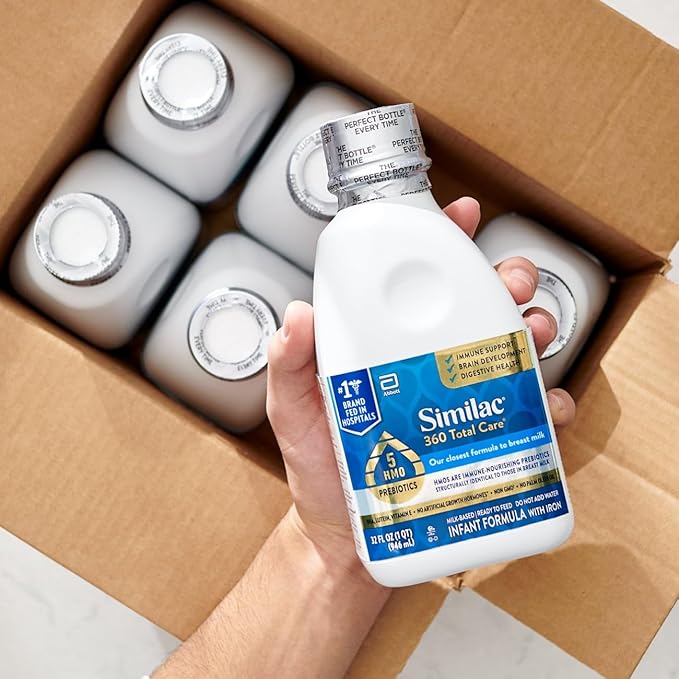 Similac 360 Total Care Infant Formula, Has 5 HMO Prebiotics, Our Closest Prebiotic Blend to Breast Milk, Non-GMO,‡ Baby Formula, Ready to Feed, 32-fl-oz Bottle, Pack of 6