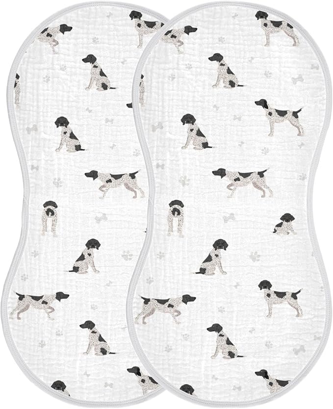 Dog German Shorthaired Pointer Muslin Burp Cloths for Baby 2 Pack Soft 100% Cotton Baby Washcloths Bibs for Boy Girl