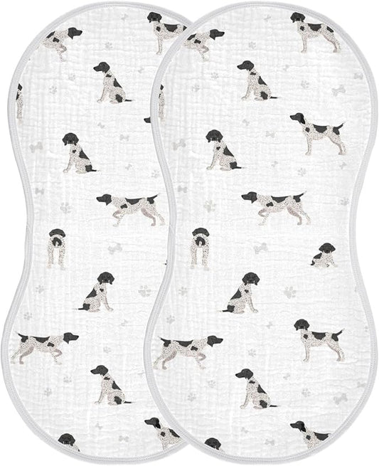 Dog German Shorthaired Pointer Muslin Burp Cloths for Baby 2 Pack Soft 100% Cotton Baby Washcloths Bibs for Boy Girl