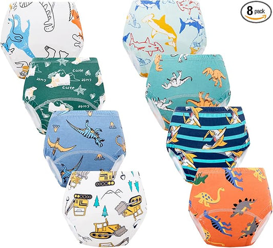 Baby Potty Training Underwear, Cotton Toddler Training Pants for Boys 2-3 T, 8 Pack, S, Blue