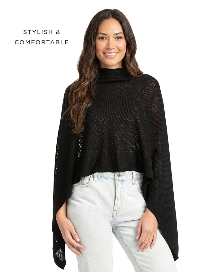 We are Amma | The Cocoon™ - Newborn Essentials Must Haves: Nursing Cover for Breast Feeding Essentials | Nursing Sweater Used as Breastfeeding Cover (Black, One Size)