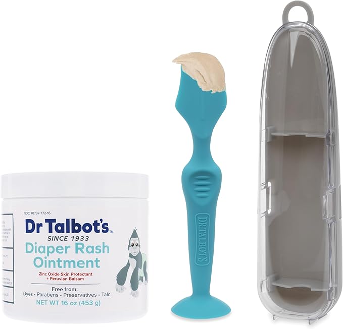 Bundle of Dr. Talbot's Baby Diaper Rash Ointment, Zinc Oxide Skin Protectant with Balsam, No Dyes, Parabens, or Preservatives, Gentle Formula,16 oz + Dr. Talbot's Diaper Cream Brush - Full Size