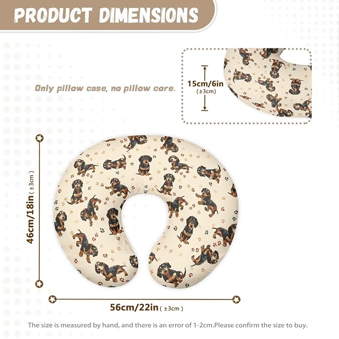 Jeiento Dachshund Nursing Pillow Covers Comfortable Pillowcase Dog Paw Dachshund Dogs Feeding Pillow Covers,Brown Breastfeeding Pillow Slipcover Fits U-Shaped Nursing Pillow