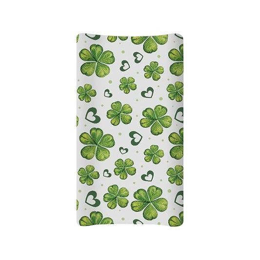 St. Patrick Changing Table Pad Cover Green Leaves Changing Pad Covers Heart Changing Pad Cover Breathbale Portable 32''*16''Changing Pads Nursery Decor