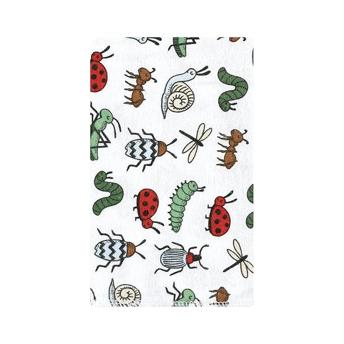 Hudson Baby Unisex Baby Cotton Flannel Burp Cloths, Bugs, One Size