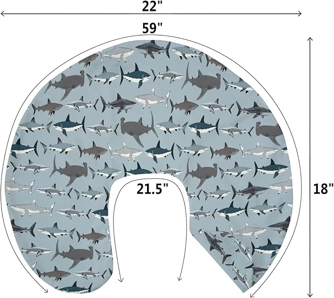 Sharks Boho Neutral Baby Nursing Pillow Covers for Boy Girl Sea Shark Species Nursery Pillowcase for Breastfeeding Pillows Marine Ocean Shark Lover Gifts Soft Stretchy Slipcovers for Newborn Infant