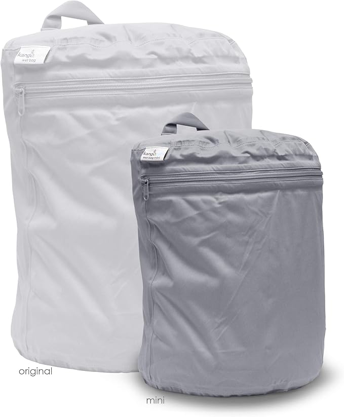 Kanga Care Wet Bag MINI Seam Sealed Waterproof 3D Dimensional for Baby Cloth Diapers, Travel, Beach, Pool, Gym, Swim | Platinum