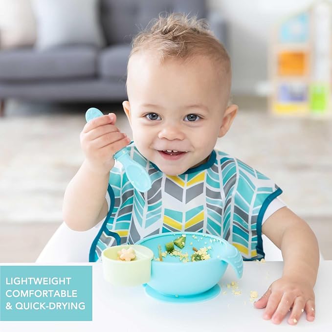 Bumkins Bibs for Girl or Boy, SuperBib Baby and Toddler for 6-24 Months, Essential Must Have for Eating, Feeding, Baby Led Weaning Supplies, Mess Saving Catch Food, 3-pk Feathers, Arrows and Quill