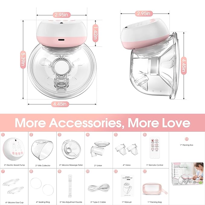 Totmizby Electric Breast Pump, 3 Mode & 12 Levels, LED Display, Wearable Hands-Free Breast Pump, Portable and Discreet Double Electric Breast Pump