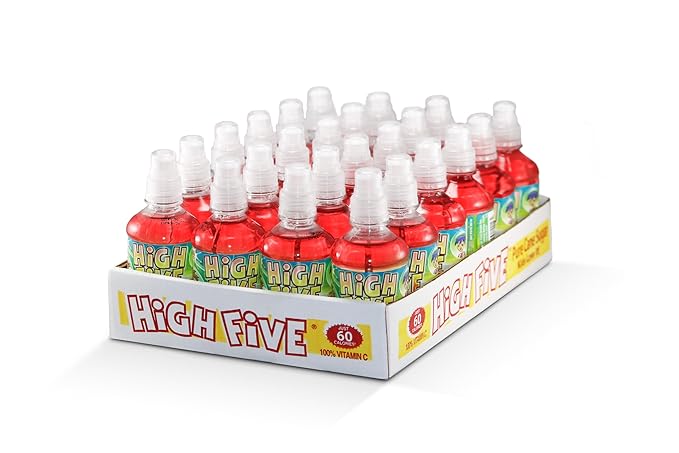 High Five Juice Drink – Fruit Punch - 10.1 oz Bottles, Naturally Sweetened with Vitamin C, Low-Calorie Fruit Juice Beverages with Spill Proof Sports Cap 10.1 Ounce (Pack of 24)