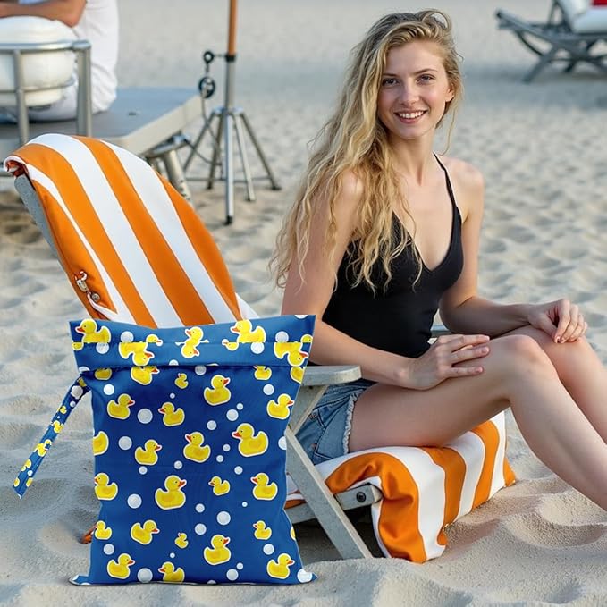 Duck Wet Dry Bags for Diaper Waterproof Swimsuit Washable Reusable Bag for Beach Diapers Dirty Yoga Gym Clothes Plant Gifts for Men Women Friend 12.5x10.2 Inches
