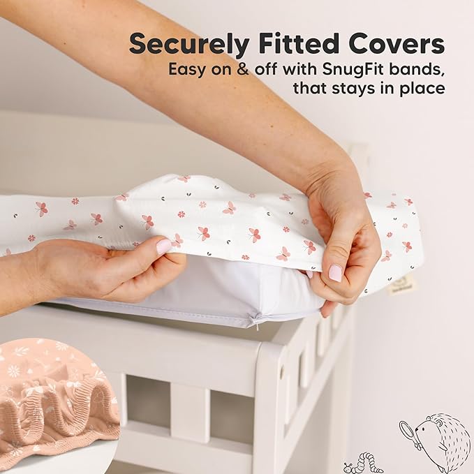 2-Pack Baby Changing Pad Cover for Girl, Boy - 34x18 Soft Viscose Derived from Bamboo Baby Diaper Changing Table Pad Cover Sheets, Neutral, Snug Fit Nursery Diaper Change Sheets (Butterflies)