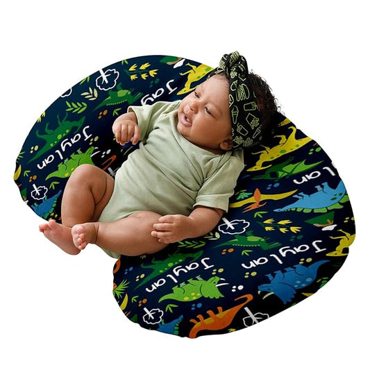 Dyoart Baby Nursing Pillow Cover,Personalized Name Soft Nursing Covers,Breastfeeding Pillow Slipcover for Bottle Feeding,Custom Gifts for Toddler Infant,Dinosaur(one Size)