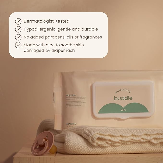 Buddle Diaper Rash Rescue Healing Ointment & Wonder Wipes 2-Piece Kit, 40% Zinc Oxide, Repairs Baby Bottom, 4oz, 60 Wipes