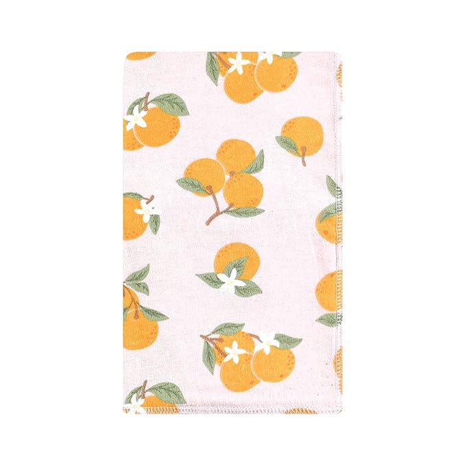 Hudson Baby Unisex Baby Cotton Flannel Burp Cloths, Citrus Orange, One Size