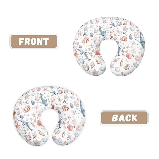 Dolphin Starfish Baby Fashion Nursing Pillow Cover Baby Breastfeeding Slipcover Newborn Safety and Comfy Cover for Daily Life, 1 Pack