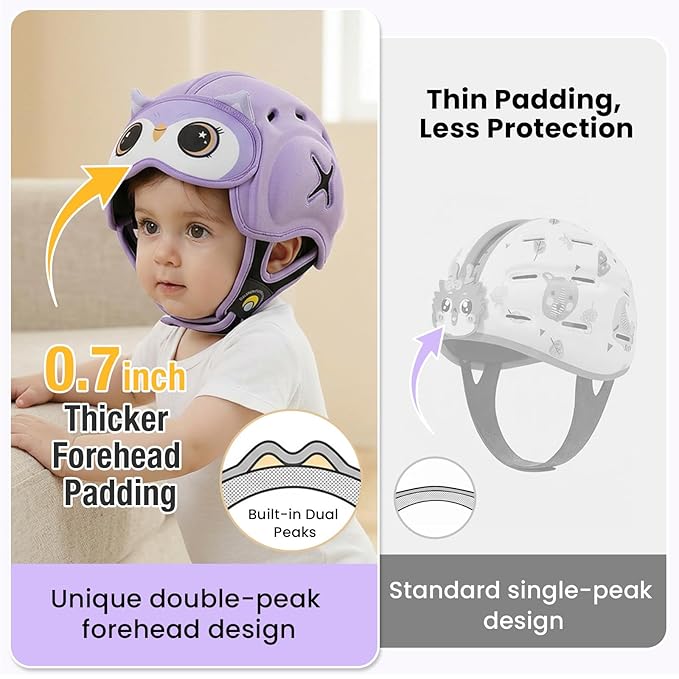 Mambobaby Baby Head Protector Helmet for Crawling and Walking, Breathable Soft Helmet, Ultra-Lightweight & Adjustable, Prevents Bumps Safety Helmet for Infants Toddlers 6-24 Months (Starry Owl)
