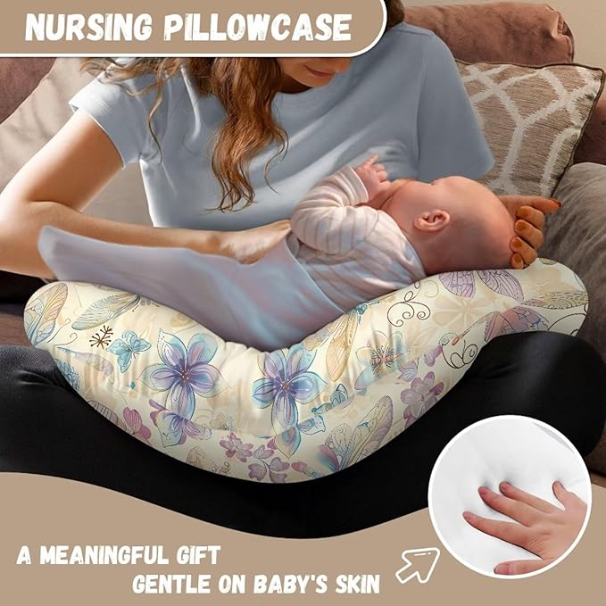 Dragonfly Nursing Pillow Covers for U-Shaped Nursing Pillow Nursing Pillow Case for Newborn Boys Girls Hidden Zipper Design Soft and Skin-Friendly