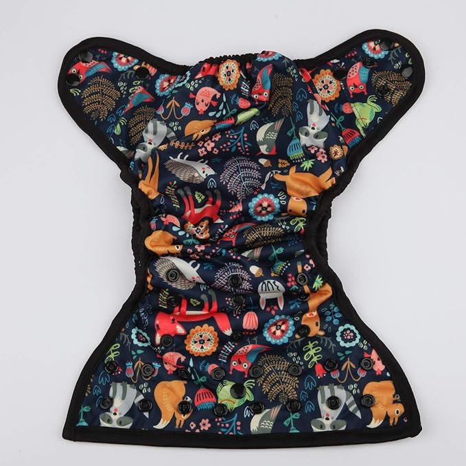 Baby Diaper Cover Nappy One Size 8lbs to 36lbs (Fox Rabbit Owl)