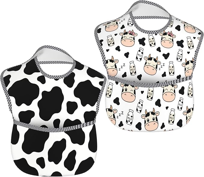 Bibs Cute Baby Stuff 2Packs for 6-24 Months Waterproof Washable Fabric
