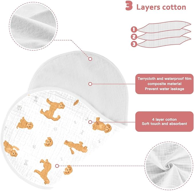 vvfelixl Burp Cloths Labradoodle Dog for Baby Boy Girls Baby Washcloths Burp Rags 1 Pack