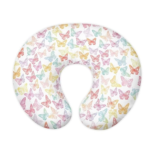 Colorful Butterfly Super Soft Breast Feeding Pillows, Nursing Pillow Cover with Hidden Zipper, Safe Newborn Washable and Stretchy Pillow Cover for Baby, 2 Packs