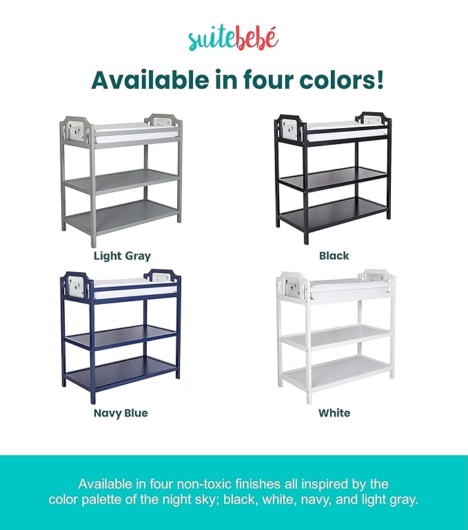 Suite Bebe Celeste Changing Table Safety Rail Included, Navy Blue