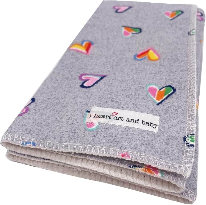 Infant Burping Cloth, Burp Cloths for Baby Boy or Girl, Soft and Absorbent - Cotton Reusable Spit Up Rags, XLarge, 1 Count (Hearts)