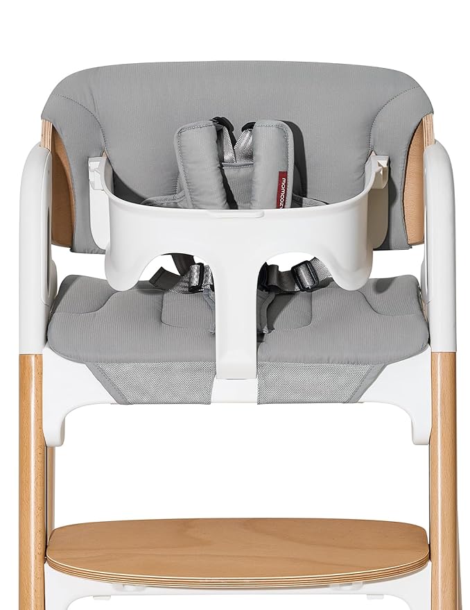 Momcozy High Chair Cushion & Backrest Set - Ergonomic Support for Dinerpal Chairs, Machine Washable Gray Seat Pad with Non-Slip Design