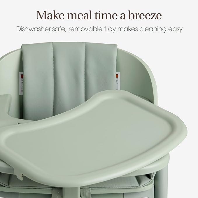 Evolur Step and Savor Baby High Chair, Converts to Adult Stool, 5 Position Adjustable Height and Footrest Positions Portable High Chair, Removable Tray, Easy to Clean and Removable Cushion