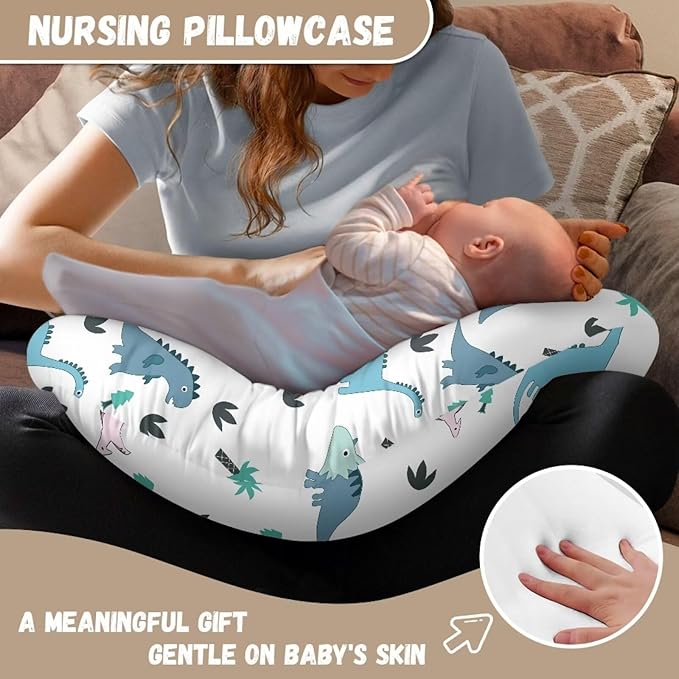 Dinosaur Nursing Pillow Cover with Hidden Zipper Dinosaur Soft & Breathable & Skin Friendly for Moms/Baby Stretchy Nursing Pillow Cover Quick-Dry Fabric