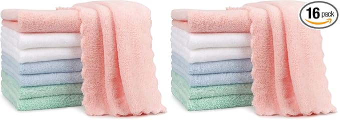 Orighty Burp Cloths, Super Soft & Highly Absorbent Coral Fleece, 20 x 10 Inch Gentle & Large Burp Rugs for Baby Sensitive Skin - Burping Cloths for Newborn Essential, 16 Pack