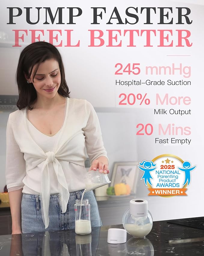 Wearable Breast Pump S12, Electric DoublePump Hands-Free Breastfeeding Pump, 12 Adjustable Suction Levels, Portable Low Noise Hospital-Grade Breast Pump with Carrying Bag, 24mm, 2 Pack, White